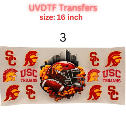 Football Inspired UVDTF Cup Wraps | 16 oz Glass Wrap Transfers | Game Day Helmet Designs | Sports Color Themes