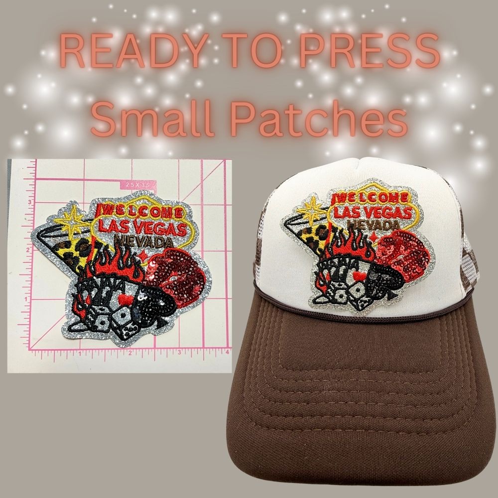 READY TO PRESS Small Patches – Heart, Spade, Clubs, Diamonds & Vegas Designs | Hat Patches | Embroidery Iron-On Patch | Trucker Hat Accessories