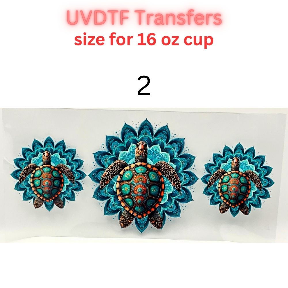 Ocean UVDTF Cup Wrap | Sea Turtle Dolphin Tumbler Decal | Beach Summer Coastal Designs | 16oz Glass Cup Transfer