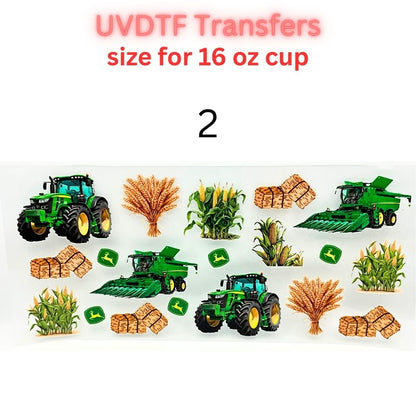 Farm Tractor UV DTF Wrap for 16oz Glass Can | Agriculture Corn Harvest Cup Wrap | Country Farming Tumbler Decal