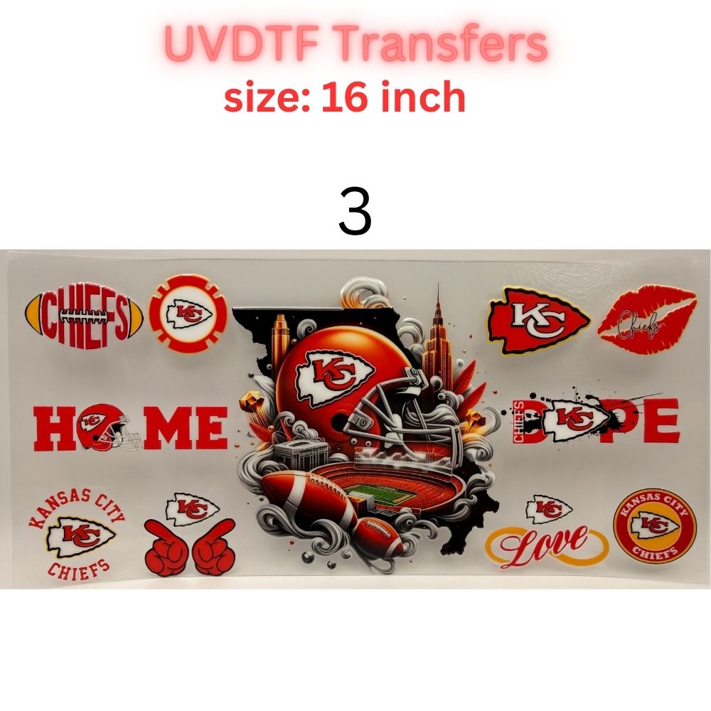 Football Team Inspired UVDTF Cup Wrap | 16oz Libbey Glass Transfer | Sports Fan Tumbler Wrap | Game Day Cup Decal | Football Lover Gift