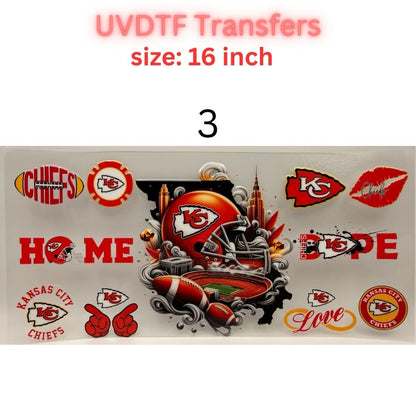 Football Team Inspired UVDTF Cup Wrap | 16oz Libbey Glass Transfer | Sports Fan Tumbler Wrap | Game Day Cup Decal | Football Lover Gift