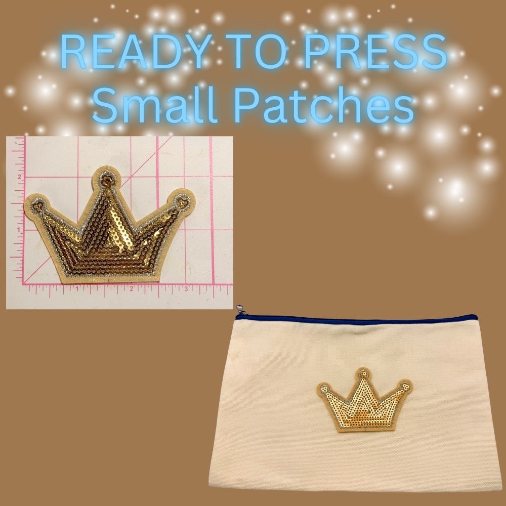 READY TO PRESS Sequin Crown Patches – Small Size