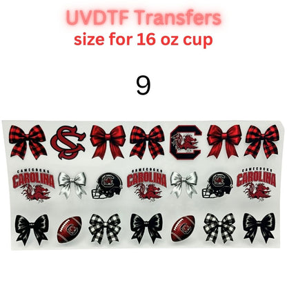 Garnet & Black Football-Themed UV DTF Cup Wrap Decals | 16 oz Cup Transfers | Mascot-Inspired Sports Designs | Waterproof Tumbler Stickers