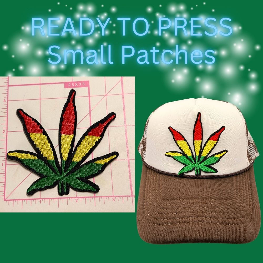 🌿 READY TO PRESS – Leaf Embroidered Patches (Small) 🌿
