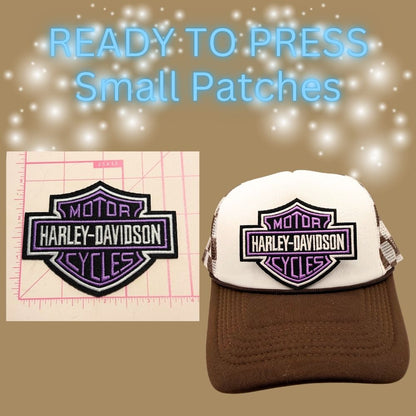 Ready to Press Small Motorcycle Logo Patches for Trucker Hats – Assorted Wing & Shield Designs