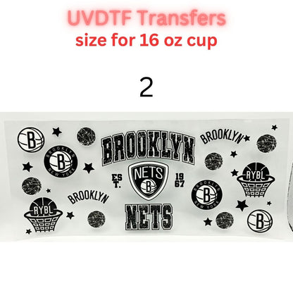 Pro Basketball City Team Inspired Wraps | UVDTF 16oz Glass Can Transfer | Pro Hoops Fan Cup Decals | Game Day Tumbler Wrap