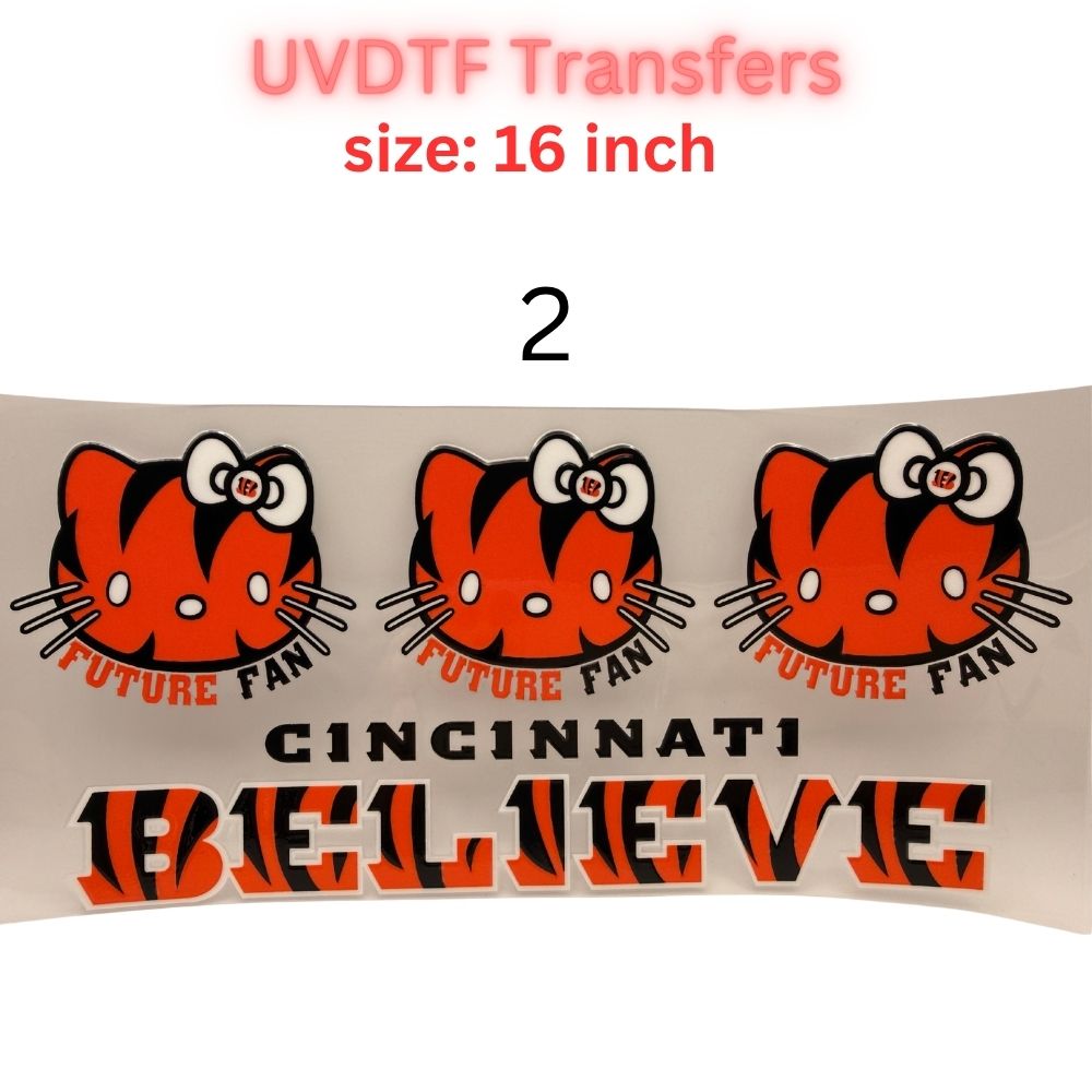 Orange & Black Football Fan UV DTF Transfer – 16 Inch