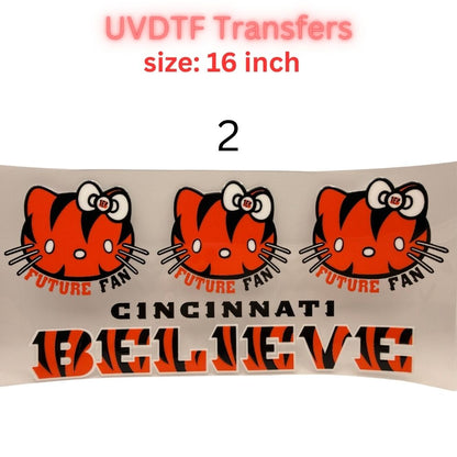 Orange & Black Football Fan UV DTF Transfer – 16 Inch