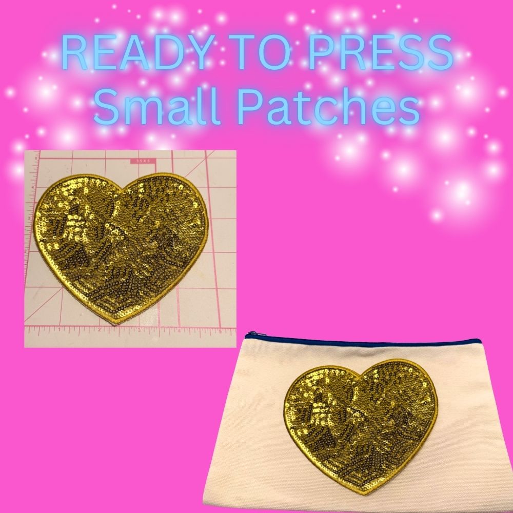 READY TO PRESS Sequin Heart Patch – Small