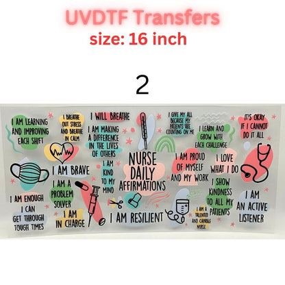 Nurse UVDTF Cup Wrap | 16oz Glass Can Transfer | Nurse Life Tumbler Decal | Healthcare Gift | RN CNA Medical Wrap