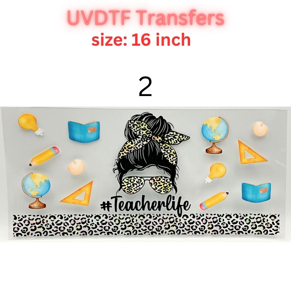 Teacher UVDTF Cup Wrap | 16oz Libbey Glass Transfer | Best Teacher Gift | School Tumbler Decal | Teacher Life Wrap