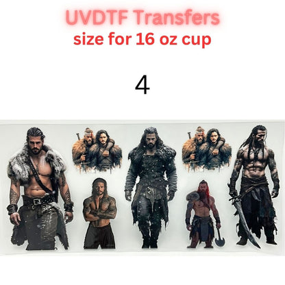 Nordic Warrior UV DTF Transfer | Viking Inspired Cup Wrap | 16 oz Glass Can Decal | Waterproof Permanent Sticker
