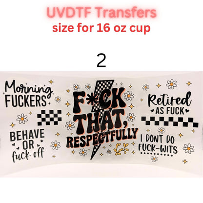 Edgy UVDTF Cup Wrap | 16oz Glass Can Transfer | Funny Quotes Aesthetic Wrap | Butterfly Skull Floral Designs | Trendy Tumbler Decal