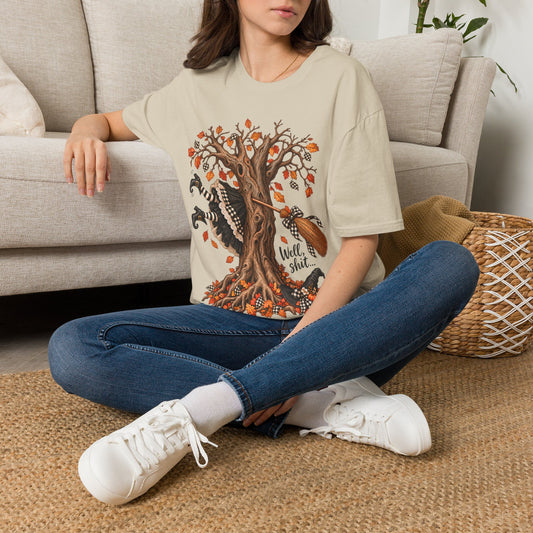 Fall Witch T-Shirt — 'Well, Shit' Halloween Tree Design