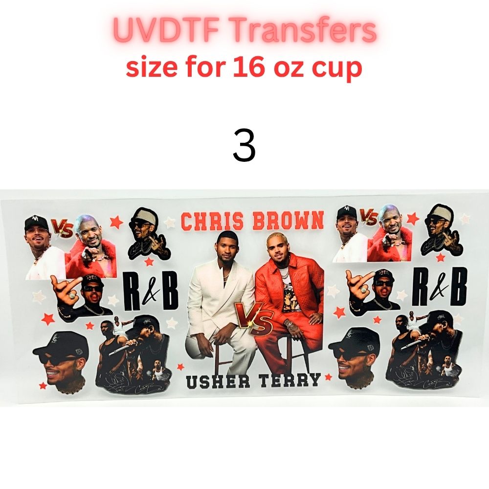 R&B Music Inspired UV DTF Cup Wrap | 16oz & 40oz Tumbler Transfer | Retro Hip Hop & R&B Singer Aesthetic