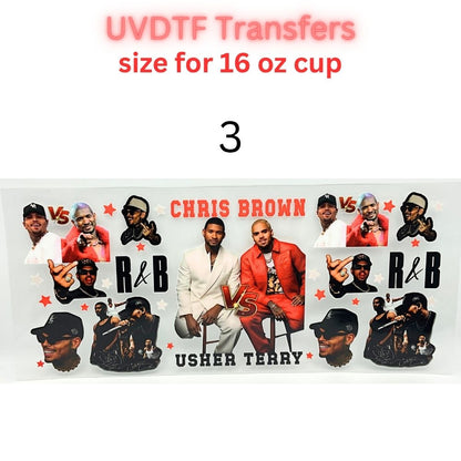 R&B Music Inspired UV DTF Cup Wrap | 16oz & 40oz Tumbler Transfer | Retro Hip Hop & R&B Singer Aesthetic