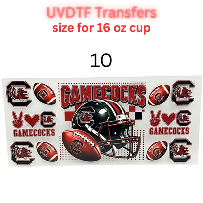 Garnet & Black Football-Themed UV DTF Cup Wrap Decals | 16 oz Cup Transfers | Mascot-Inspired Sports Designs | Waterproof Tumbler Stickers