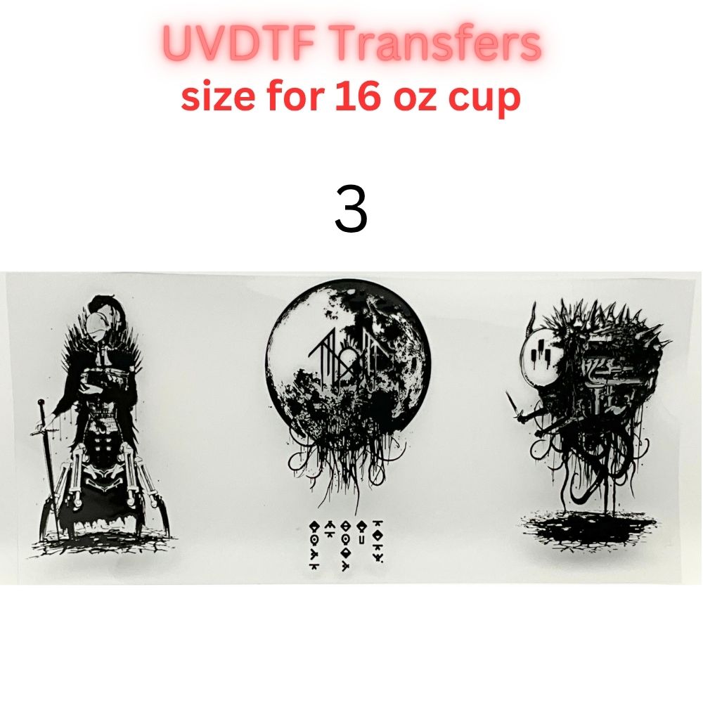 Gothic UVDTF Cup Wrap | Dark Fantasy Glass Cup Decal | Alternative Aesthetic Tumbler Wrap | 16oz Libbey Transfer