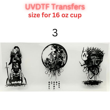 Gothic UVDTF Cup Wrap | Dark Fantasy Glass Cup Decal | Alternative Aesthetic Tumbler Wrap | 16oz Libbey Transfer
