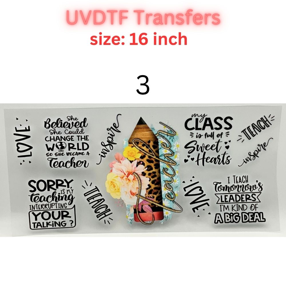 Teacher UVDTF Cup Wrap | 16oz Libbey Glass Transfer | Best Teacher Gift | School Tumbler Decal | Teacher Life Wrap