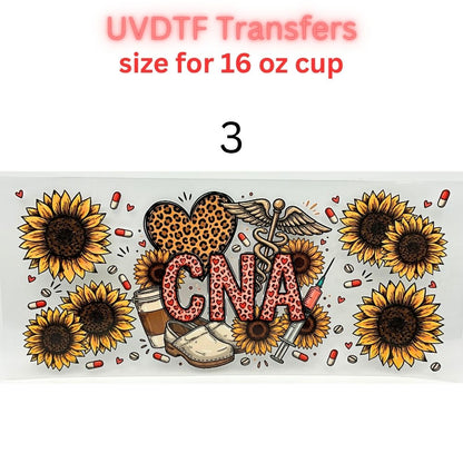 Nurse UV DTF Cup Wrap for 16oz Glass Can | Medical CNA LPN Healthcare Tumbler Transfer | Cute Nurse Life Drinkware Decal