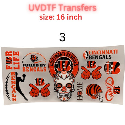 Orange & Black Football Fan UV DTF Transfer – 16 Inch
