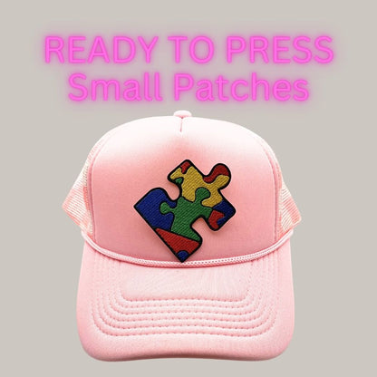 Ready to Press Autism Awareness Patches – Small Puzzle & Inspirational Heat Press Patches for Hats, Shirts & Accessories