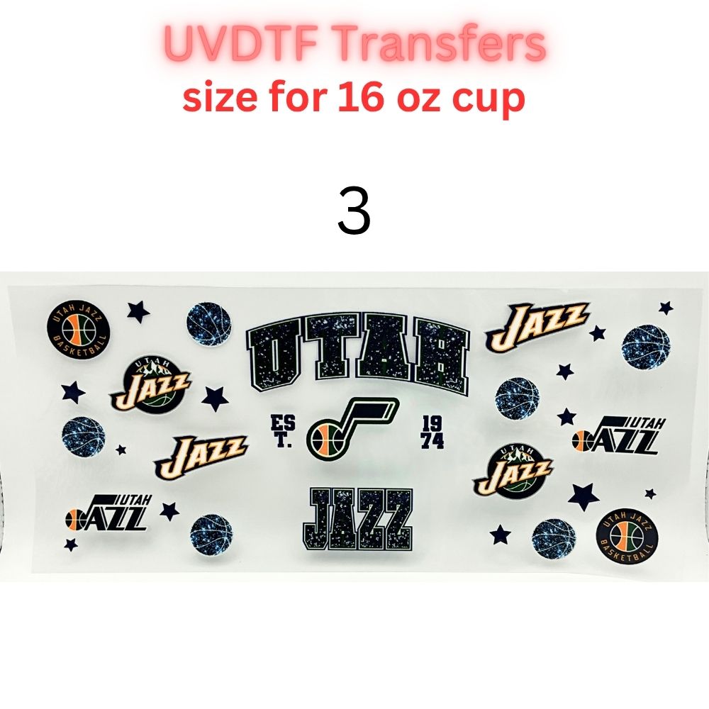 Pro Basketball City Team Inspired Wraps | UVDTF 16oz Glass Can Transfer | Pro Hoops Fan Cup Decals | Game Day Tumbler Wrap