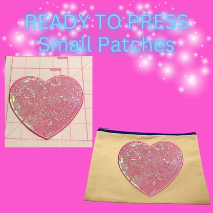 READY TO PRESS Sequin Heart Patch – Small