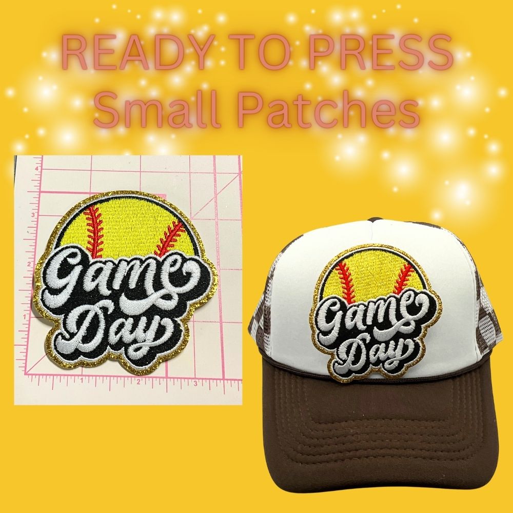 🟡 READY TO PRESS – Softball Small Patches | Hat Patches | Embroidered Patches