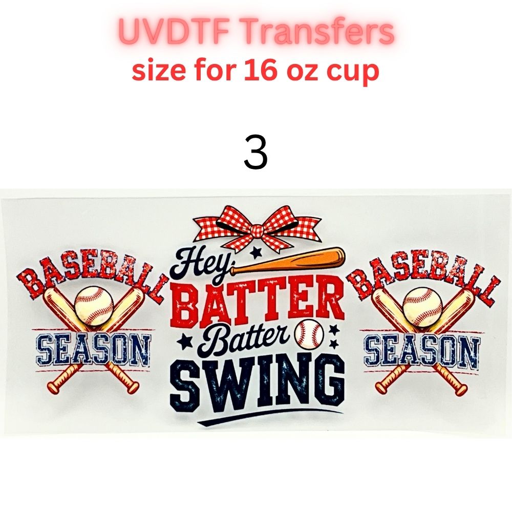 Baseball UVDTF Cup Wrap | Sports Glass Cup Decal | Game Day Tumbler Wrap | 16oz Libbey Glass Transfer