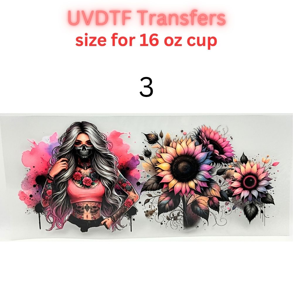 Boho Floral UV DTF Cup Wrap for 16oz Glass Can | Western Cowgirl, Book Lover & Sunflower Tumbler Decal | Aesthetic Drinkware Transfer