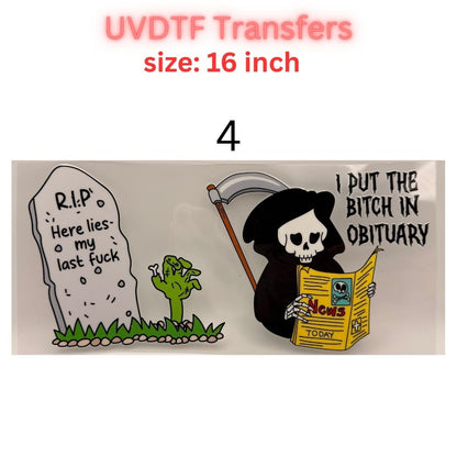 16" UV DTF Transfer – Funny Humor & Attitude Designs – Cup / Tumbler / Hard Surface Decal
