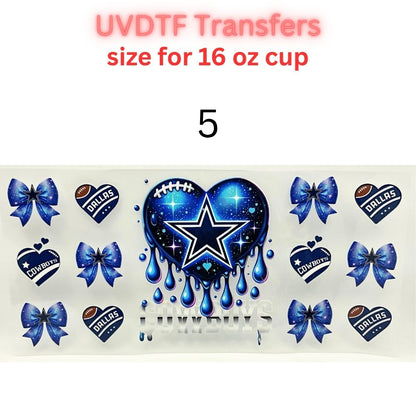 Sports Fan Inspired UV DTF Cup Wrap for 16 oz Glass Can | Football Fan Transfer Decal | Waterproof Permanent Cup Sticker | Multiple Styles