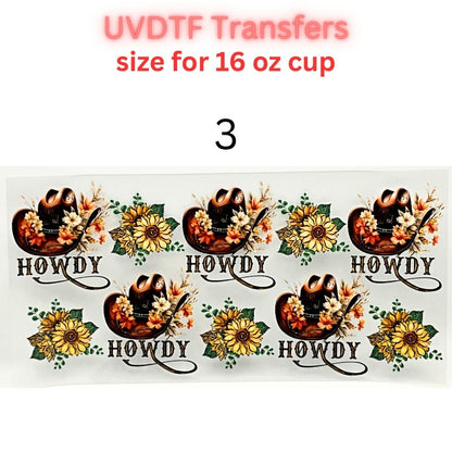 Western UVDTF Cup Wrap | Country Cowgirl Tumbler Decal | Floral Skull & Farmhouse Designs | 16oz Glass Cup Transfer