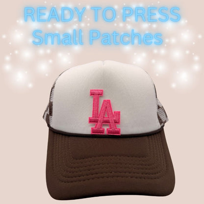 Ready-to-Press Small LA Letter Patches | Chenille Embroidered Iron-On Appliqués | Multiple Colors & Styles