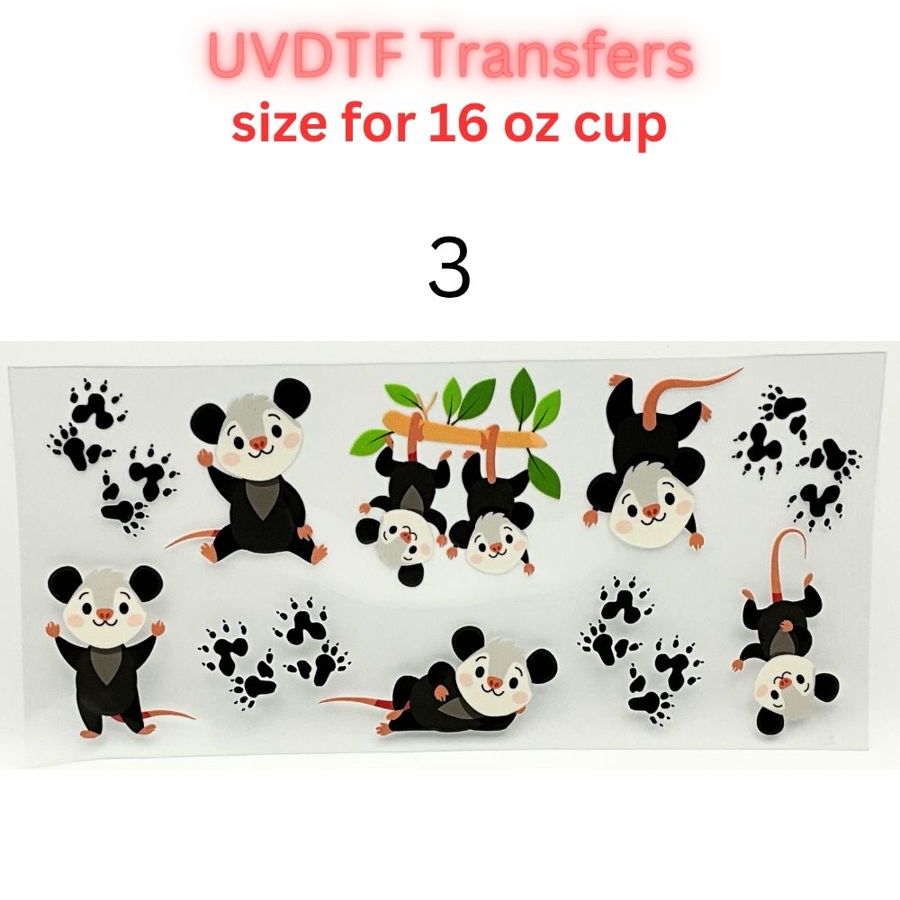 UVDTF Cup Wrap Transfers for 16oz Glass | Cute Wildlife Animal Wraps | Panda & Raccoon Designs | Ready to Apply Decals