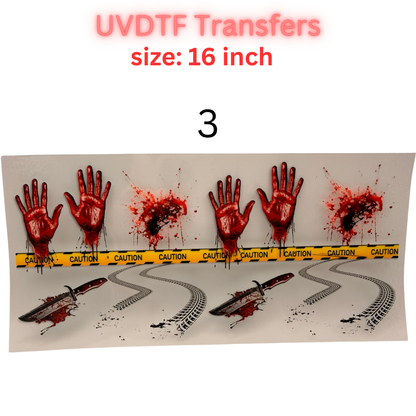 True Crime Inspired UVDTF Transfers | 16 Inch Wraps | Crime Scene Aesthetic Designs | Cup Wrap Bundle