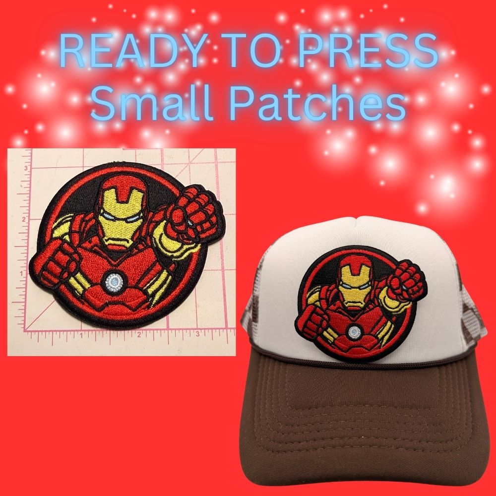 Ready-to-Press Small Character Patches – Cartoon Hero Style Embroidered Appliqués for Hats, Bags & Clothing
