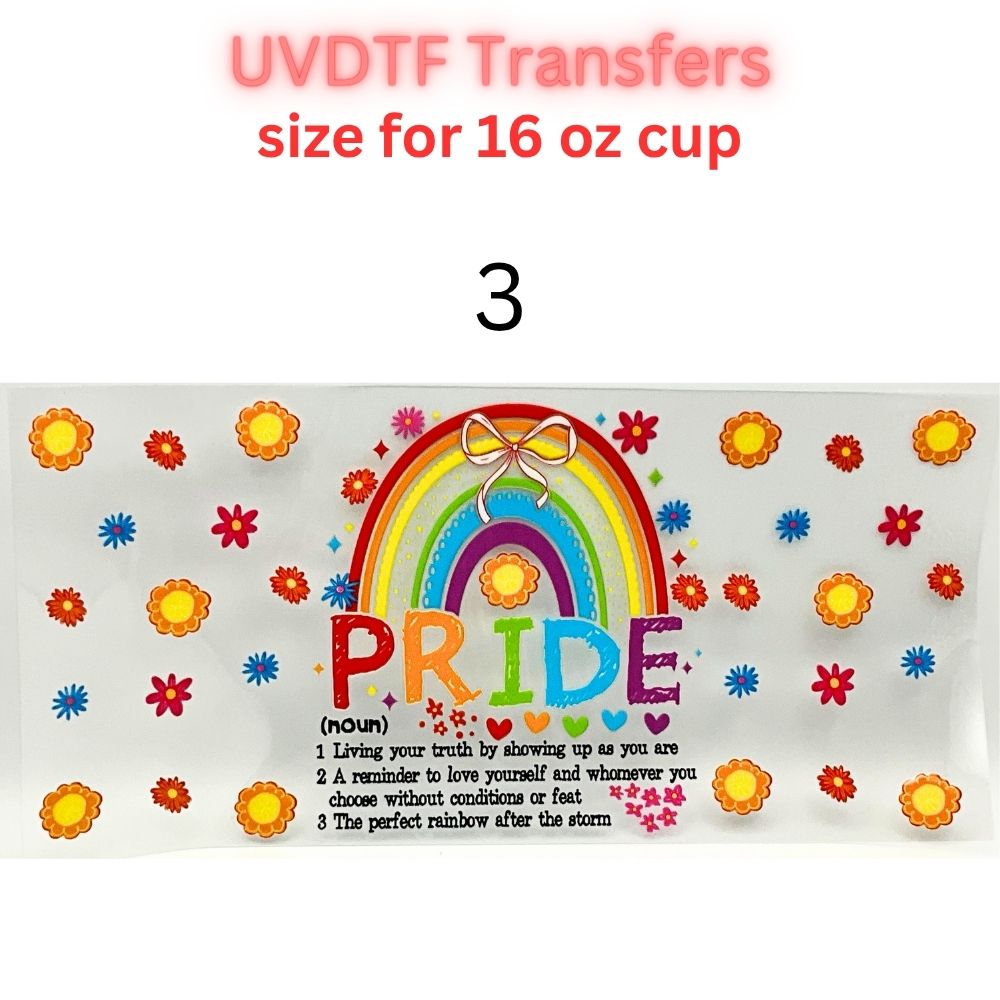 Rainbow Pride UVDTF Cup Wrap | Love & Equality Glass Cup Decal | Colorful Tumbler Wrap | 16oz Libbey Transfer