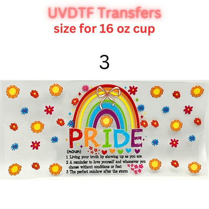 Rainbow Pride UVDTF Cup Wrap | Love & Equality Glass Cup Decal | Colorful Tumbler Wrap | 16oz Libbey Transfer