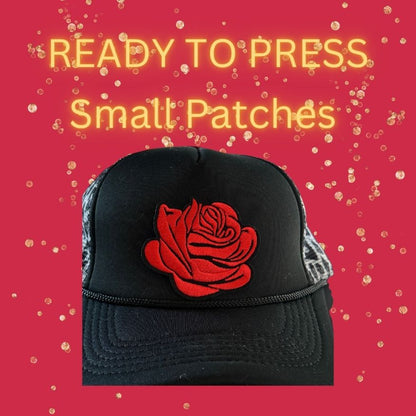 🌹 Rose Small Patches – Ready to Press Embroidery Appliqués | Hat, Jacket, Bag & Clothing Heat Press Iron-On