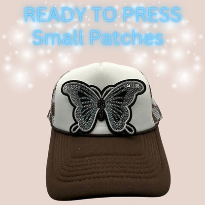 Ready to Press Sequin Butterfly Patches | Small Embroidered Butterfly Heat Transfer Patches for Hats & Apparel