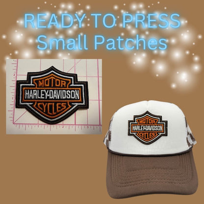 Ready to Press Small Motorcycle Logo Patches for Trucker Hats – Assorted Wing & Shield Designs
