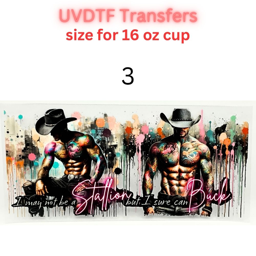 Trendy UVDTF Tumbler Wraps | Cowgirl, Book Lover, Patriotic & Dad Designs | 16oz Glass Cup Transfer | Cute & Western Aesthetic