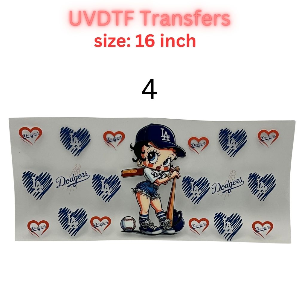 Baseball Game Day UV DTF Transfer Sheet – 16 Inch | Blue & White Sports Inspired Wraps