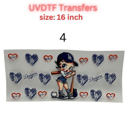 Baseball Game Day UV DTF Transfer Sheet – 16 Inch | Blue & White Sports Inspired Wraps