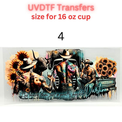 Trendy UVDTF Tumbler Wraps | Cowgirl, Book Lover, Patriotic & Dad Designs | 16oz Glass Cup Transfer | Cute & Western Aesthetic