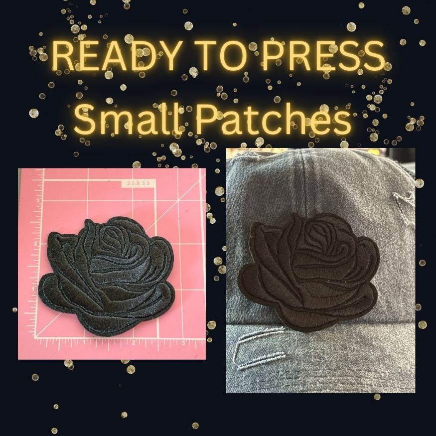 🌹 Rose Small Patches – Ready to Press Embroidery Appliqués | Hat, Jacket, Bag & Clothing Heat Press Iron-On